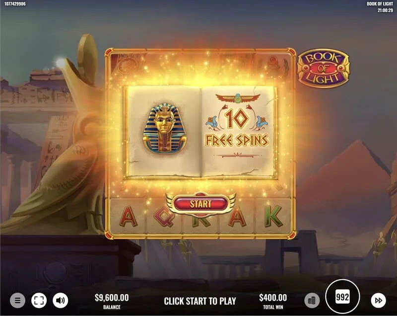 Book of Lights - declanșarea Free Spins și simbolul în expansiune